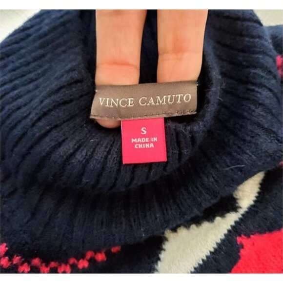 Vince Camuto Soft Cozy Fair Isle Mock Neck Sweater Blue - Size S - Picture 3 of 6